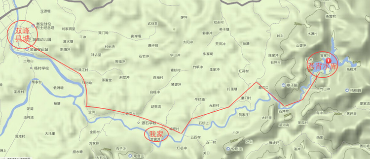 燕霄水库到县城的路线图